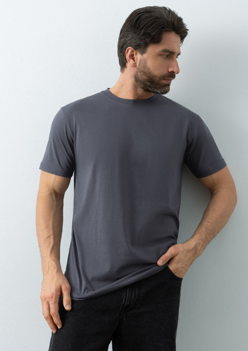 Тёмно-серая футболка арт. 51 прямого кроя из 100% хлопка, 150 гр/м2, оптом | Мерч, униформа и текстиль для бизнеса  фото-4