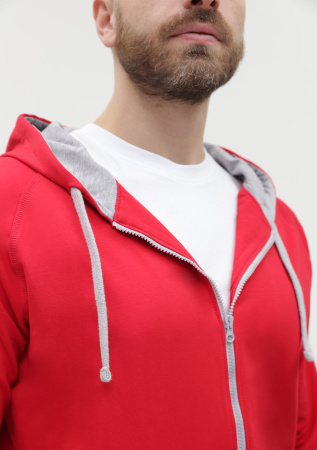Толстовка мужская STAN с капюшоном на молнии футер без начёса 260, 61, Красный (14) | Мерч, униформа и текстиль для бизнеса photo-10