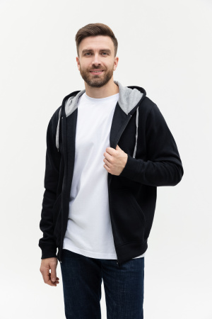 Толстовка  мужская STAN с капюшоном на молнии  футер с начёсом 280, 17, Чёрный (20) | Мерч, униформа и текстиль для бизнеса photo-7