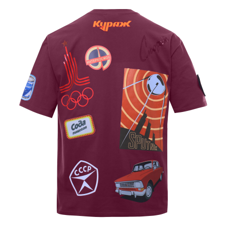 Бордовая футболка СССР оверсайз кроя из 100% хлопка, 240 гр/м2, оптом | Мерч, униформа и текстиль для бизнеса  photo-5