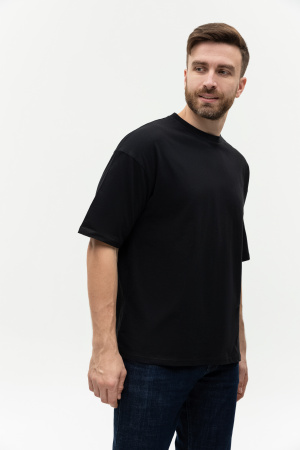 Чёрная футболка арт. 39 оверсайз кроя, из 100% хлопка, 140 гр/м2, оптом | Мерч, униформа и текстиль для бизнеса photo-6