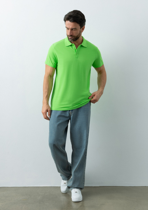 Рубашка поло унисекс STAN хлопок/полиэстер 185, 104, Ярко-зелёный (26) | Мерч, униформа и текстиль для бизнеса фото-3