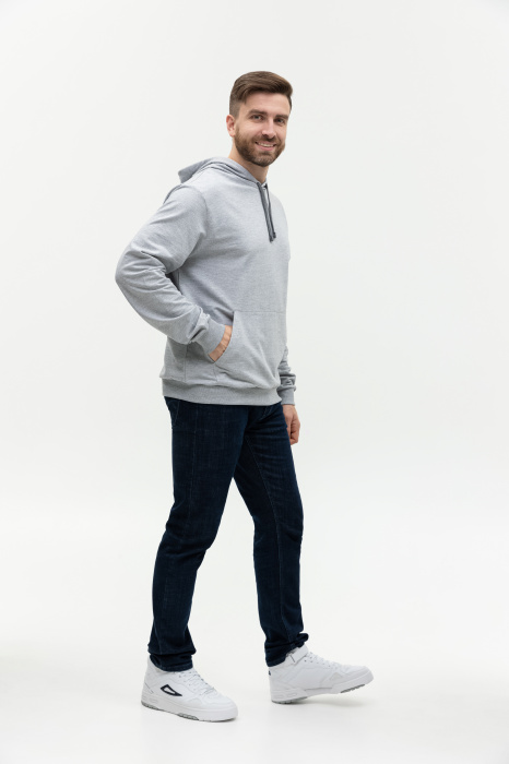 Серое худи арт. 23 с контрастным капюшоном, футер без начеса 100% хлопок, 260 гр/м2 | Мерч, униформа и текстиль для бизнеса фото-3