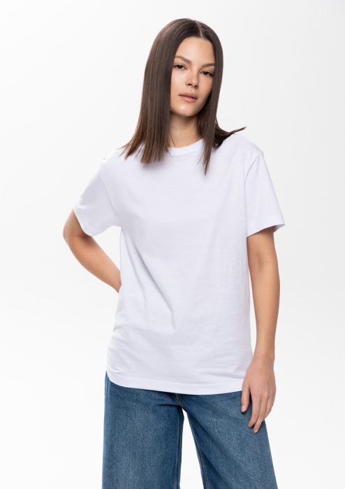 Белая футболка арт. 02 прямого кроя из 100% хлопка, 160 гр/м2, оптом | Мерч, униформа и текстиль для бизнеса  фото-4