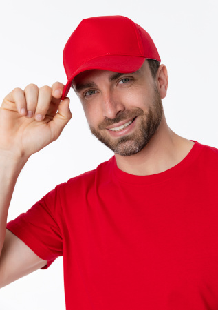 Красная бейсболка 5 клиньев из 100% хлопка, 150 гр/м2, оптом | Мерч, униформа и текстиль для бизнеса  photo-7