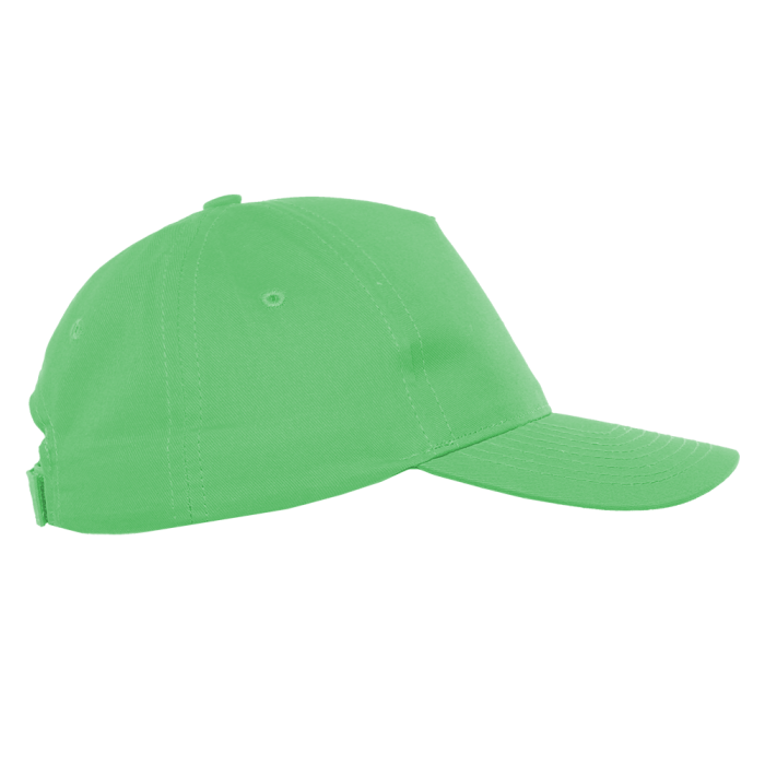 Ярко-зеленая детская бейсболка арт. 10J, 5 клиньев из 100% хлопка, 150 гр/м2, оптом | Мерч, униформа и текстиль для бизнеса  фото-2