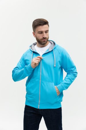 Толстовка мужская STAN с капюшоном на молнии футер без начёса 260, 61, Бирюзовый (32) | Мерч, униформа и текстиль для бизнеса photo-9