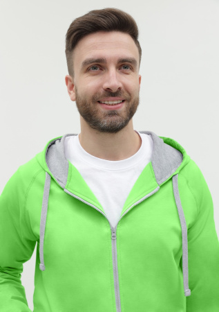 Толстовка мужская STAN с капюшоном на молнии футер без начёса 260, 61, Ярко-зелёный (26)  | Мерч, униформа и текстиль для бизнеса photo-9