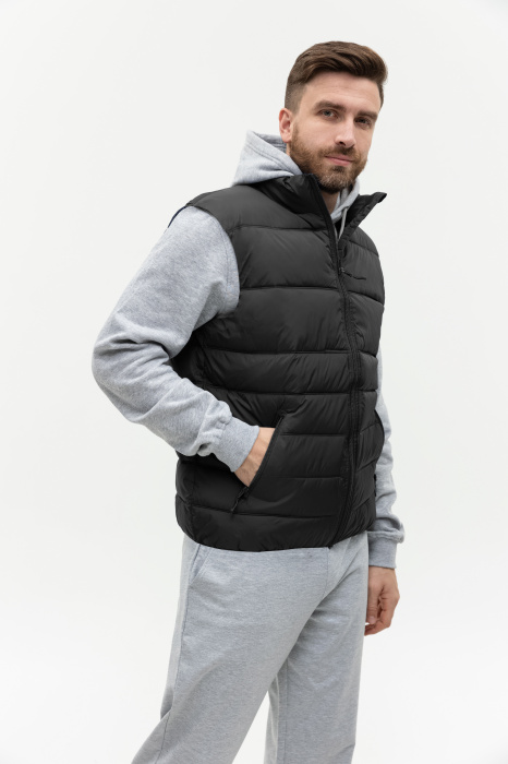Черный однотонный утепленный жилет арт. 82, 100% нейлон, оптом | Мерч, униформа и текстиль для бизнеса фото-2