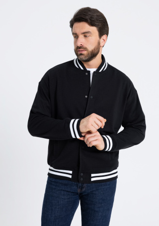 Черный бомбер арт. 71 с контрастом, футер 3-нитка (70% хлопок, 30% эластан), оптом | Мерч, униформа и текстиль для бизнеса photo-5