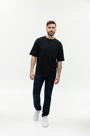 Чёрная футболка арт. 39 оверсайз кроя, из 100% хлопка, 140 гр/м2, оптом | Мерч, униформа и текстиль для бизнеса photo-4