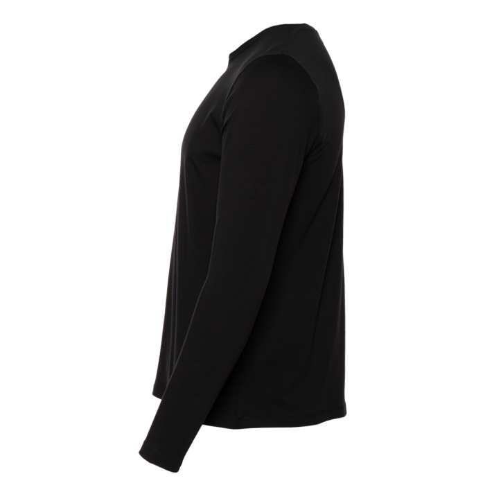 Чёрная футболка с длинными рукавами арт. 35 прямого кроя, из 100% хлопка, 140 гр/м2, оптом | Мерч, униформа и текстиль для бизнеса   фото-3