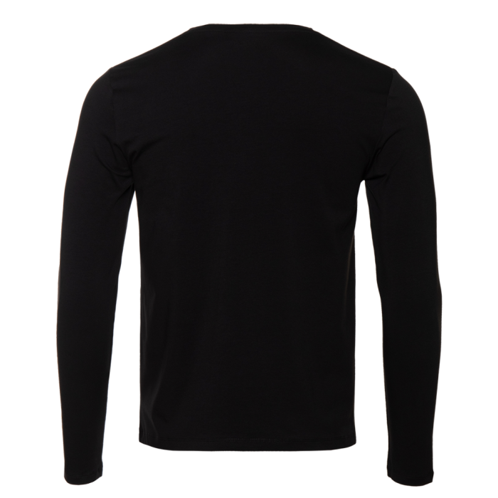 Чёрная футболка с длинными рукавами арт. 35 прямого кроя, состав 92% хлопок 8% эластан, 180 гр/м2, оптом | Мерч, униформа и текстиль для бизнеса   фото-1