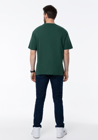Темно-зеленая футболка арт. 02 прямого кроя из 100% хлопка, 160 гр/м2, оптом | Мерч, униформа и текстиль для бизнеса  photo-4