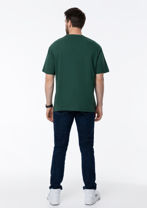 Темно-зеленая футболка арт. 02 прямого кроя из 100% хлопка, 160 гр/м2, оптом | Мерч, униформа и текстиль для бизнеса  фото-4
