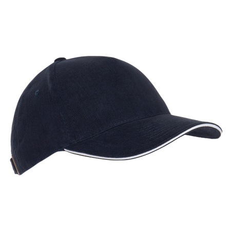 Темно-синяя бейсболка с кантом арт. 11K, 5 клиньев, 100% хлопок, 280 гр/м2, оптом | Мерч, униформа и текстиль для бизнеса  photo-1