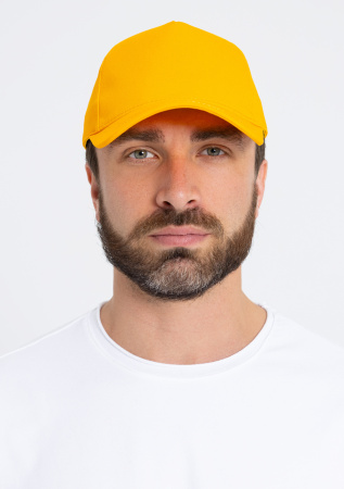 Желтая бейсболка арт. 03, 5 клиньев из 100% хлопка, 280 гр/м2, оптом | Мерч, униформа и текстиль для бизнеса  photo-5