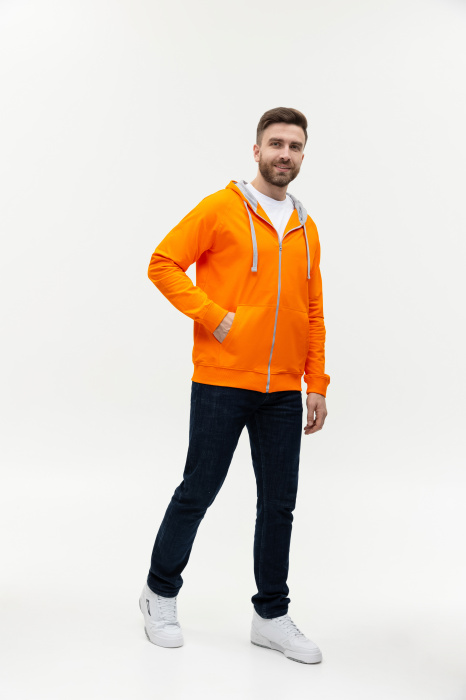 Толстовка мужская STAN с капюшоном на молнии футер без начёса 260, 61, Оранжевый (28) | Мерч, униформа и текстиль для бизнеса фото-4