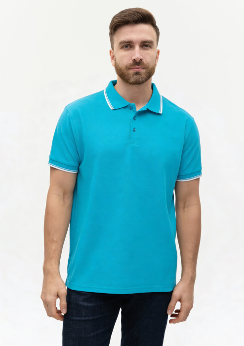 Рубашка поло унисекс STAN с окантовкой хлопок/полиэстер 185, 04T, Бирюзовый (32) | Мерч, униформа и текстиль для бизнеса фото-3