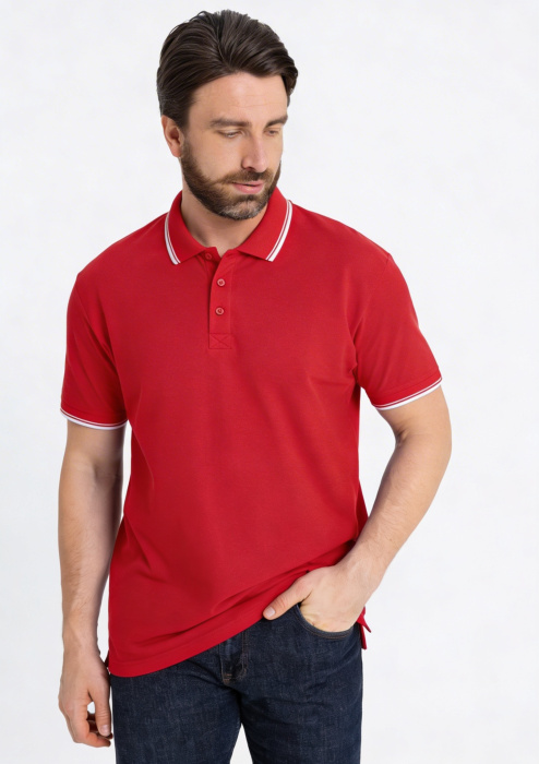 Рубашка поло унисекс STAN с окантовкой хлопок/полиэстер 185, 04T, Красный (14) | Мерч, униформа и текстиль для бизнеса фото-3