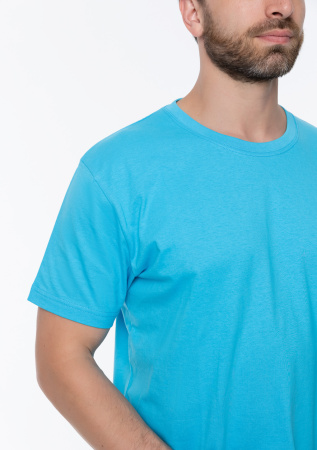 Бирюзовая футболка арт. 51 прямого кроя из 100% хлопка, 150 гр/м2, оптом | Мерч, униформа и текстиль для бизнеса  photo-5