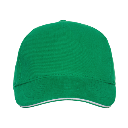Зеленая бейсболка с кантом арт. 11K, 5 клиньев, 100% хлопок, 280 гр/м2, оптом | Мерч, униформа и текстиль для бизнеса  photo-3