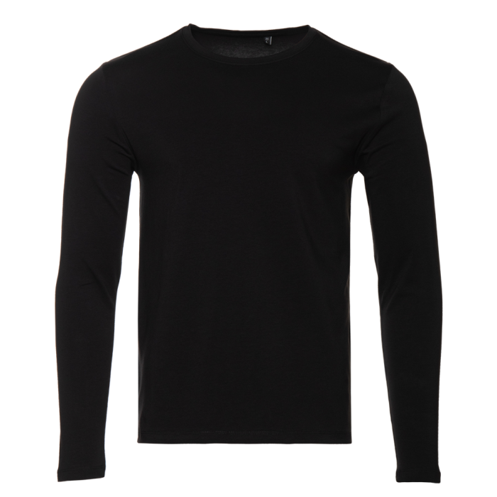 Чёрная футболка с длинными рукавами арт. 35 прямого кроя, состав 92% хлопок 8% эластан, 180 гр/м2, оптом | Мерч, униформа и текстиль для бизнеса   фото-0