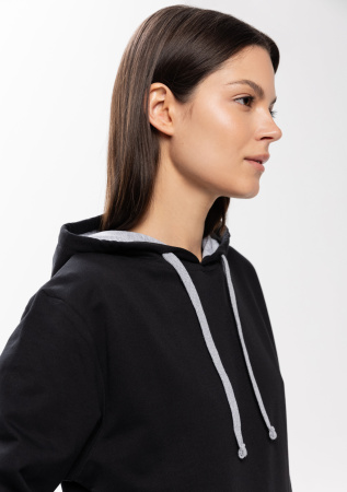 Черное худи арт. 23 с контрастным капюшоном, футер без начеса 100% хлопок, 260 гр/м2 | Мерч, униформа и текстиль для бизнеса photo-8