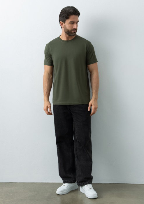 Футболка оливковый хаки арт. 51 прямого кроя из 100% хлопка, 150 гр/м2, оптом | Мерч, униформа и текстиль для бизнеса  фото-3