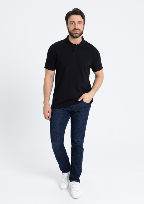 Черная рубашка поло арт. 04B из 100% хлопка, 185 гр/м2, оптом | Мерч, униформа и текстиль для бизнеса  фото-3