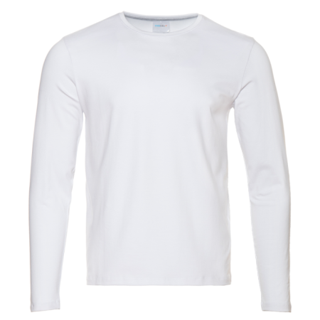 Белая футболка с длинными рукавами арт. 35 прямого кроя, из 100% хлопка, 140 гр/м2, оптом | Мерч, униформа и текстиль для бизнеса   photo-0