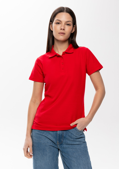 Женская красная рубашка поло арт. 104W приталенного кроя, 65% хлопок, 35% полиэстер, 185 гр/м2, оптом | Мерч, униформа и текстиль для бизнеса  фото-4