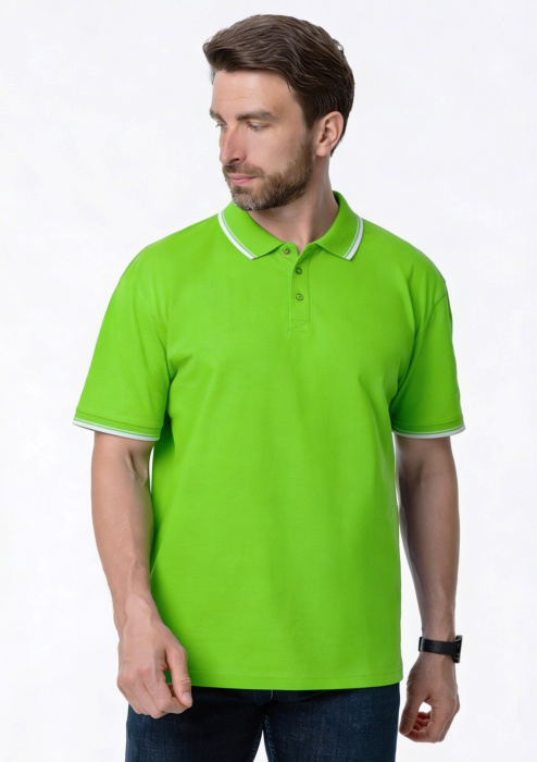 Рубашка поло унисекс STAN с окантовкой хлопок/полиэстер 185, 04T, Ярко-зелёный (26) | Мерч, униформа и текстиль для бизнеса фото-3