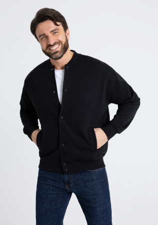 Черный однотонный бомбер арт. 70, футер 3-нитка (70% хлопок, 30% эластан), оптом | Мерч, униформа и текстиль для бизнеса photo-8