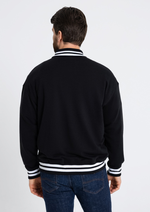 Черный бомбер арт. 71 с контрастом, футер 3-нитка (70% хлопок, 30% эластан), оптом | Мерч, униформа и текстиль для бизнеса фото-3
