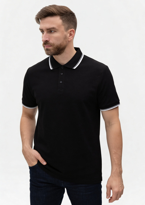 Рубашка поло унисекс STAN с окантовкой хлопок/полиэстер 185, 04T, Чёрный (20) | Мерч, униформа и текстиль для бизнеса фото-3