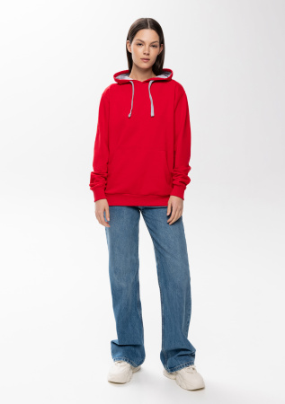 Красное худи арт. 23 с контрастным капюшоном, футер без начеса 100% хлопок, 260 гр/м2 | Мерч, униформа и текстиль для бизнеса photo-3