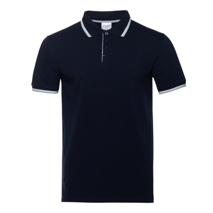 Темно-синяя рубашка поло арт. 05 прямого кроя, 92% хлопок, 8% эластан, 200 гр/м2, оптом | Мерч, униформа и текстиль для бизнеса  фото-0