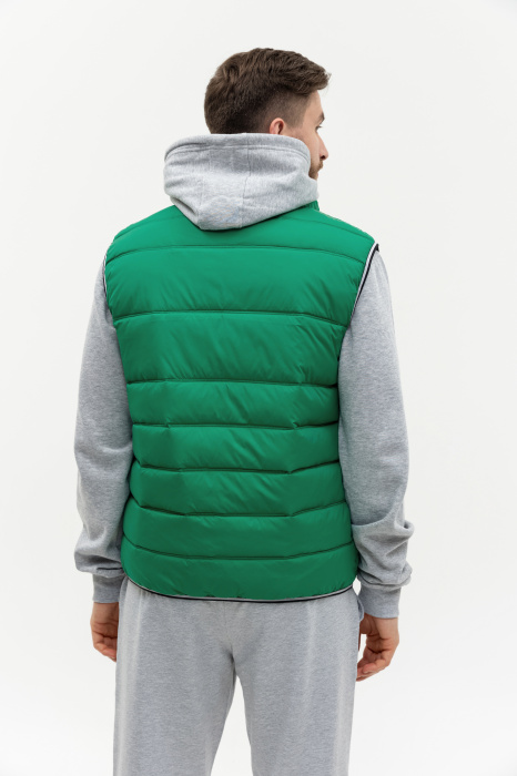 Зеленый однотонный утепленный жилет арт. 82 с контрастным кантом, 100% нейлон, оптом | Мерч, униформа и текстиль для бизнеса фото-3