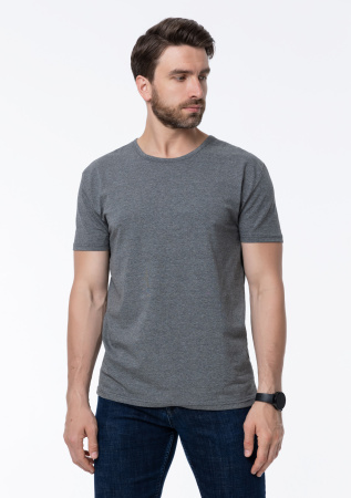 Темно-серая футболка арт. 37 облегающего силуэта, 92% хлопок, 8% эластан, 180 гр/м2, оптом | Мерч, униформа и текстиль для бизнеса  photo-6