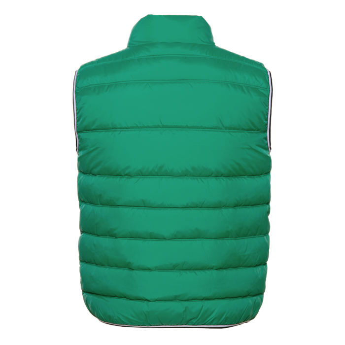 Зеленый однотонный утепленный жилет арт. 82 с контрастным кантом, 100% нейлон, оптом | Мерч, униформа и текстиль для бизнеса фото-1