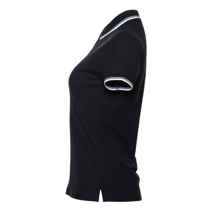 Женская черная рубашка поло арт. 04BK приталенного кроя, 80% хлопок, 20% полиэстер, 185 гр/м2, оптом | Мерч, униформа и текстиль для бизнеса  фото-2