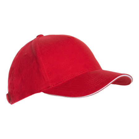 Красная бейсболка с кантом арт. 11K, 5 клиньев, 100% хлопок, 280 гр/м2, оптом | Мерч, униформа и текстиль для бизнеса  photo-1