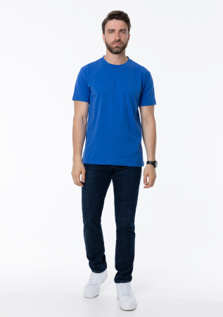 Синяя футболка арт. 51 прямого кроя из 100% хлопка, 150 гр/м2, оптом | Мерч, униформа и текстиль для бизнеса  photo-4