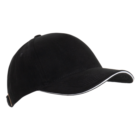 Черная бейсболка с кантом арт. 11K, 5 клиньев, 100% хлопок, 280 гр/м2, оптом | Мерч, униформа и текстиль для бизнеса  photo-1