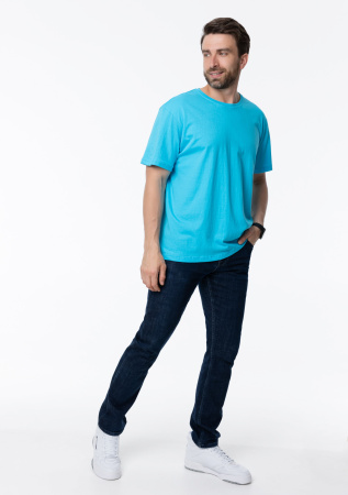 Бирюзовая футболка арт. 02 прямого кроя из 100% хлопка, 160 гр/м2, оптом | Мерч, униформа и текстиль для бизнеса  photo-3