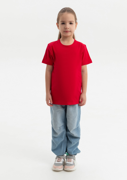 Красная детская футболка арт. 06U оверсайз кроя из 100% хлопка, 140 гр/м2, оптом | Мерч, униформа и текстиль для бизнеса фото-3