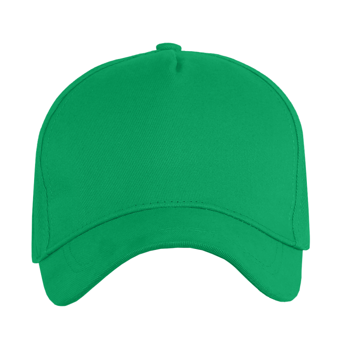 Зеленая бейсболка арт. 12, 5 клиньев из 100% хлопка, 260 гр/м2, оптом | Мерч, униформа и текстиль для бизнеса  фото-1