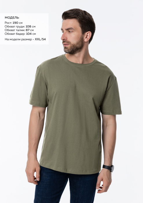 Футболка оливковый хаки арт. 02 прямого кроя из 100% хлопка, 160 гр/м2, оптом | Мерч, униформа и текстиль для бизнеса  фото-1