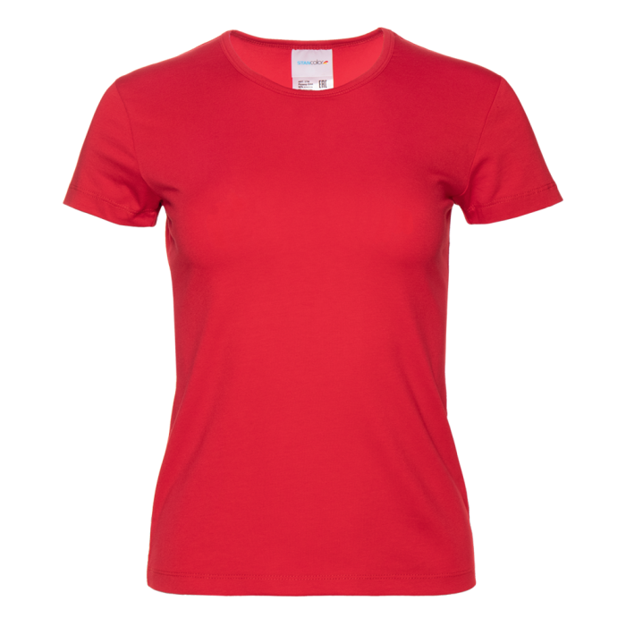 Женская красная футболка арт. 37W приталенного силуэта, 92% хлопок и 8% эластан, 180 гр/м2, оптом | Мерч, униформа и текстиль для бизнеса  фото-0
